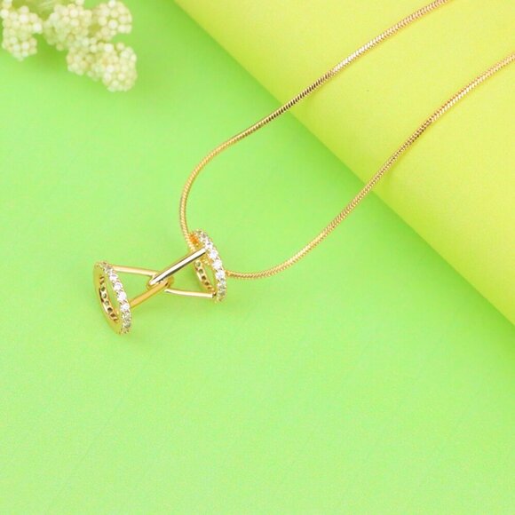 Rose Gold Hourglass Pendant Necklace With Sparkling CZ Stones, XPPT1195 - Picture 3 of 13